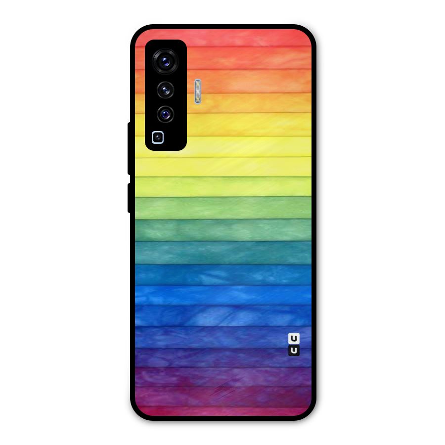 Rainbow Colors Stripes Metal Back Case for Vivo X50
