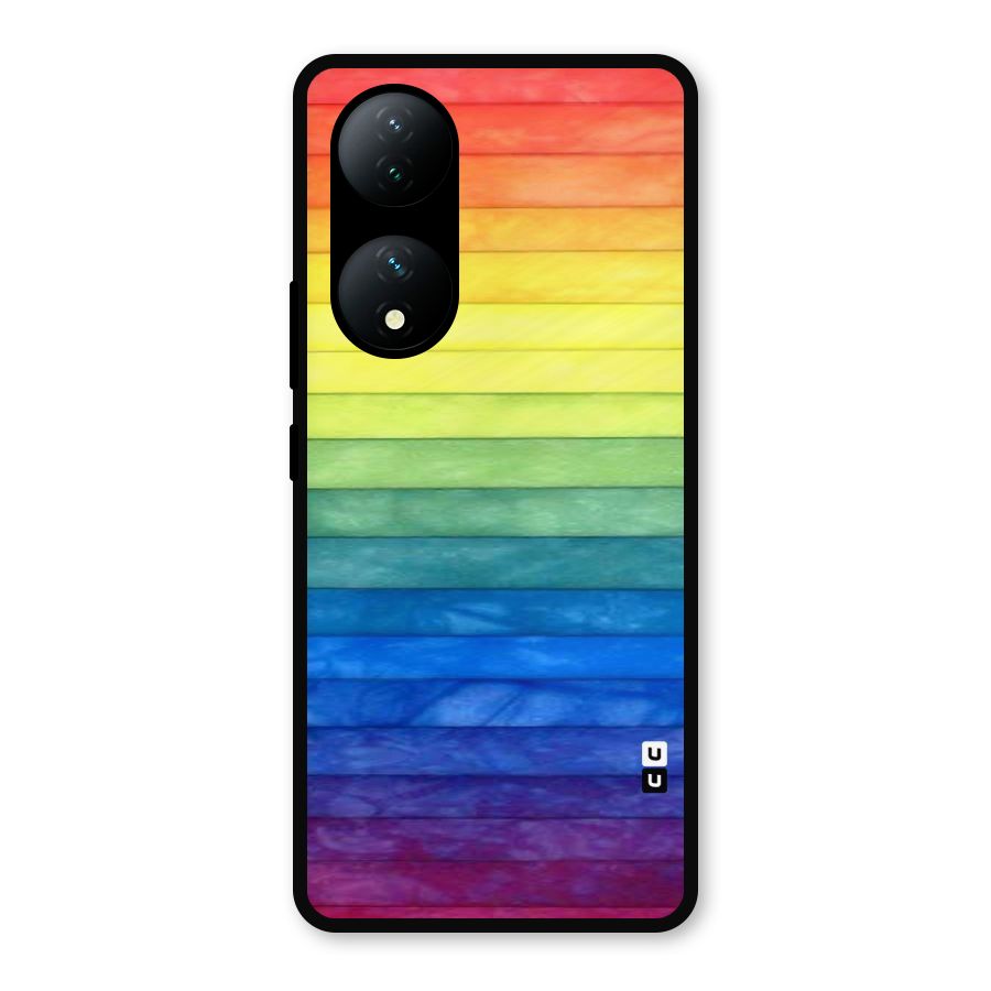 Rainbow Colors Stripes Metal Back Case for Vivo Y100a