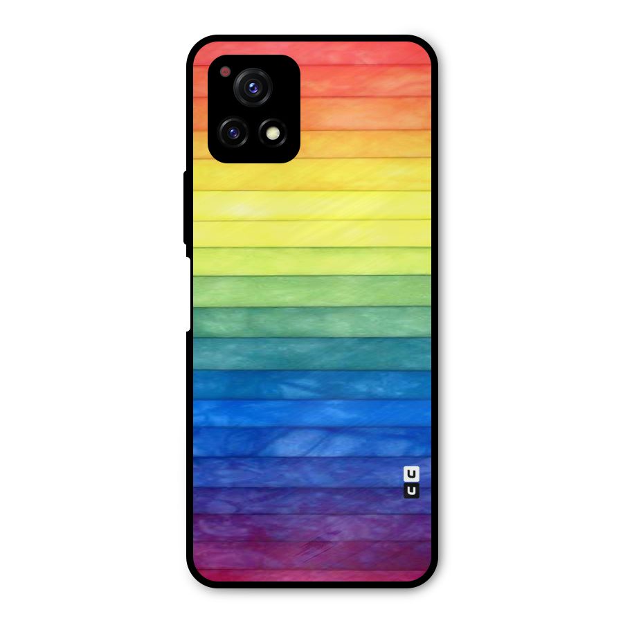 Rainbow Colors Stripes Metal Back Case for Vivo Y72 5G
