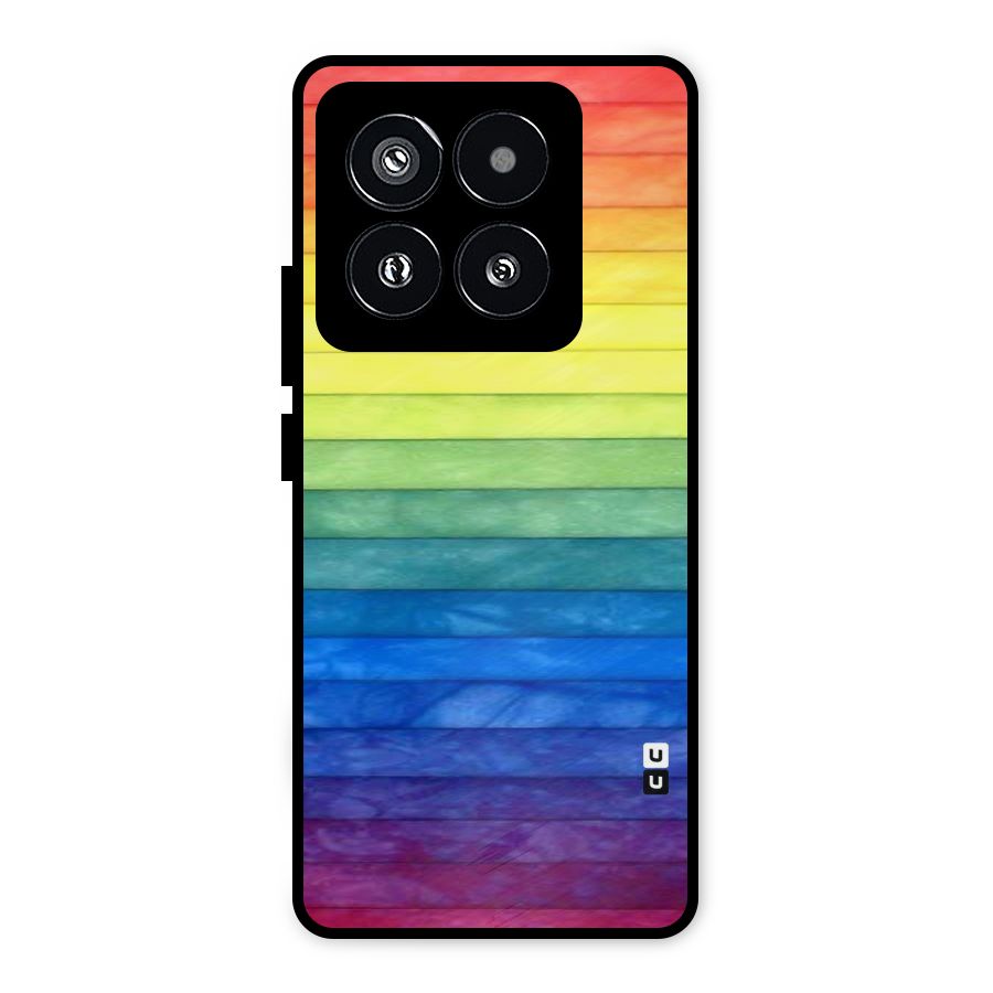 Rainbow Colors Stripes Metal Back Case for Xiaomi 14 Pro