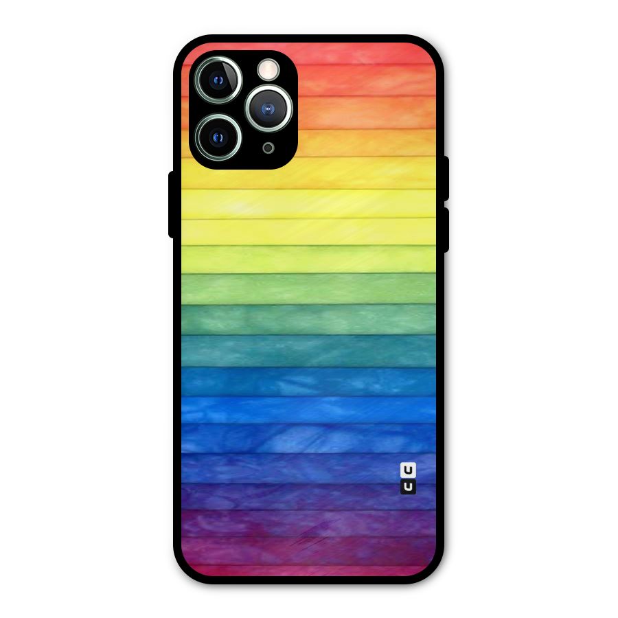 Rainbow Colors Stripes Metal Back Case for iPhone 11 Pro Max