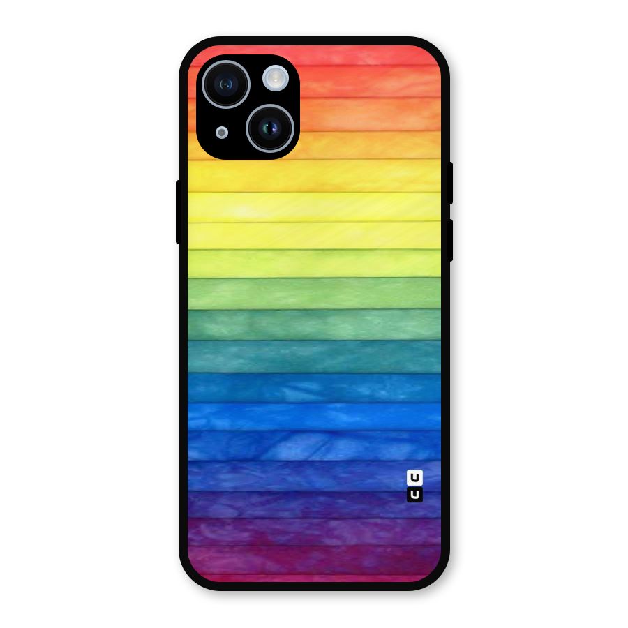 Rainbow Colors Stripes Metal Back Case for iPhone 14