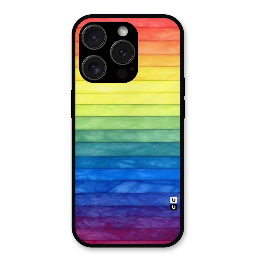 Rainbow Colors Stripes Metal Back Case for iPhone 15 Pro