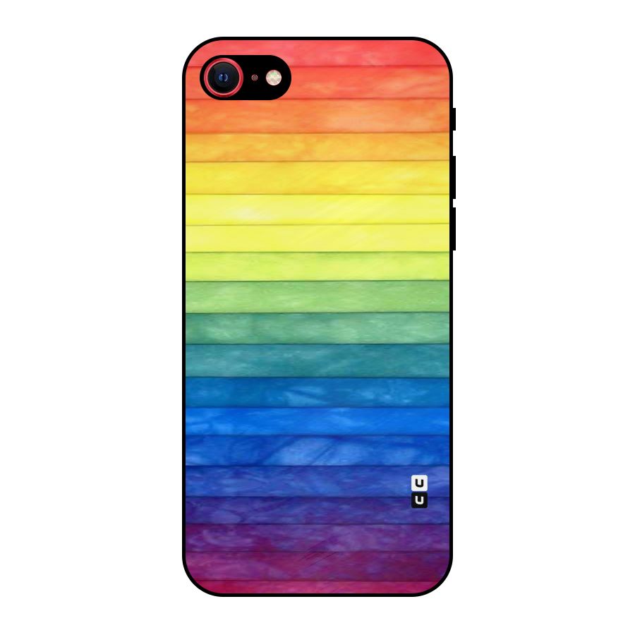 Rainbow Colors Stripes Metal Back Case for iPhone 8