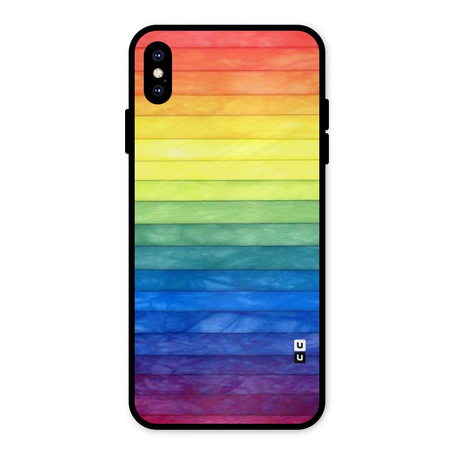 Rainbow Colors Stripes Metal Back Case for iPhone XS Max