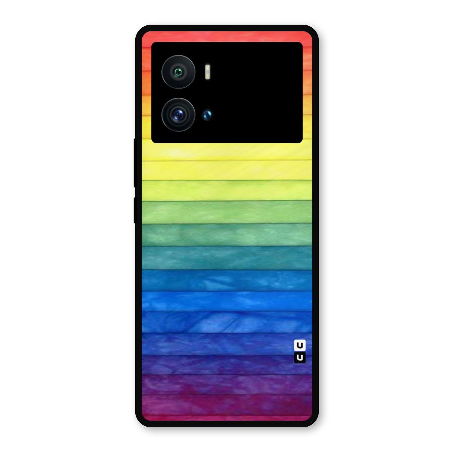Rainbow Colors Stripes Metal Back Case for iQOO 9 Pro