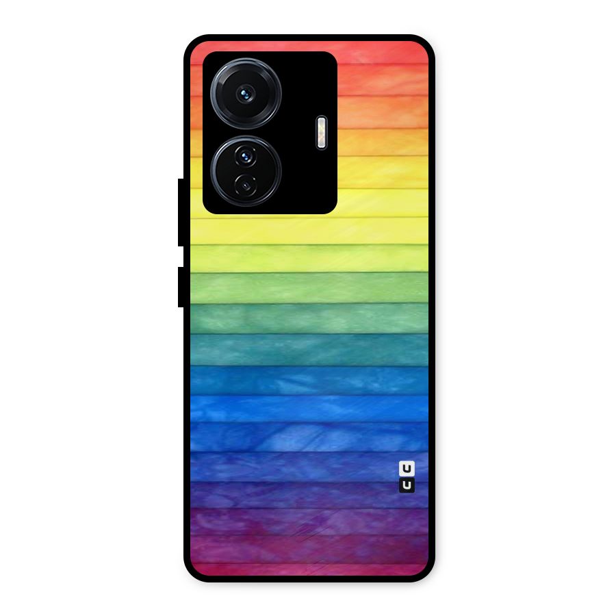 Rainbow Colors Stripes Metal Back Case for iQOO Z6