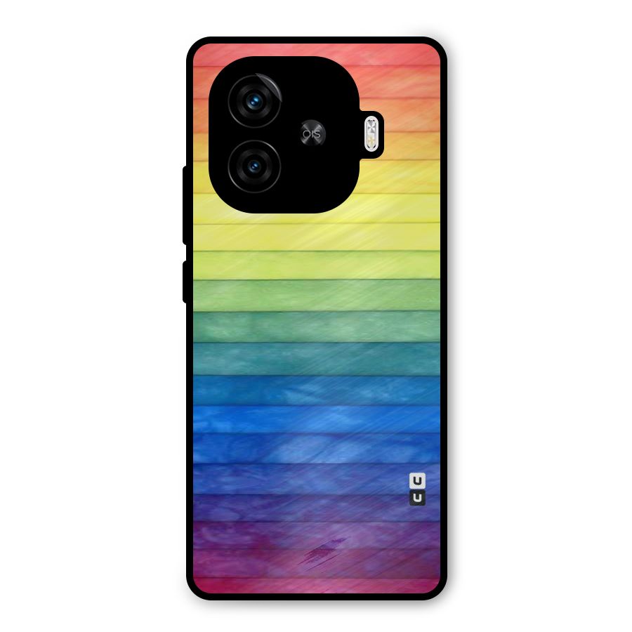 Rainbow Colors Stripes Metal Back Case for iQOO Z9 Turbo