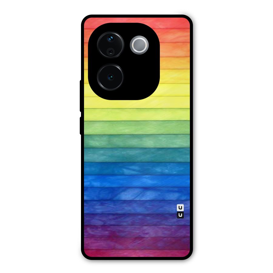 Rainbow Colors Stripes Metal Back Case for iQOO Z9s Pro