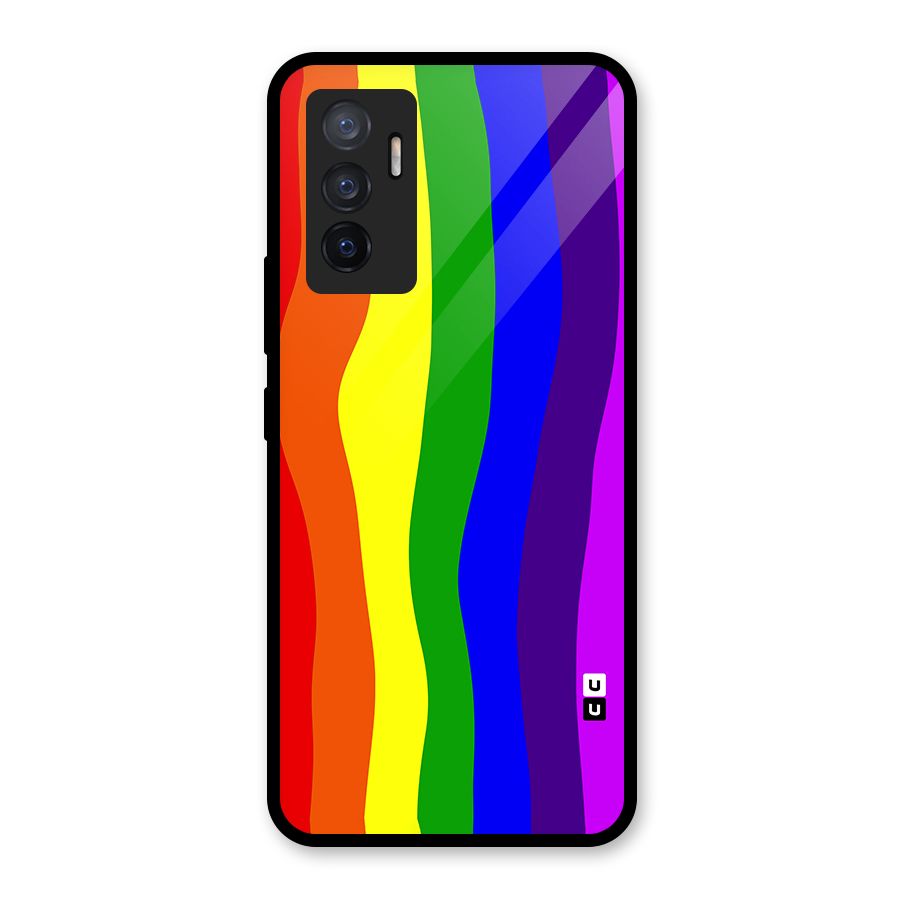 Rainbow Curves Glass Back Case for Vivo V23e
