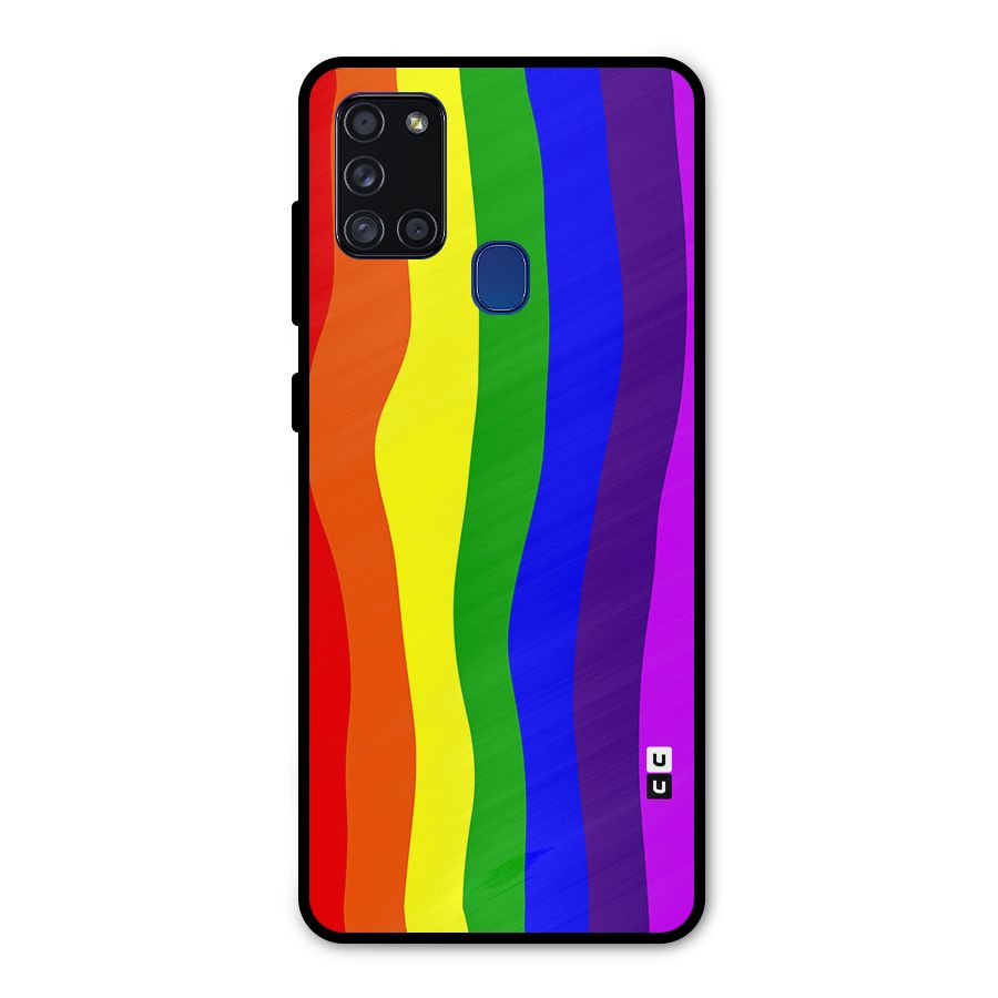 Rainbow Curves Metal Back Case for Galaxy A21s