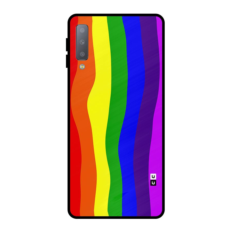 Rainbow Curves Metal Back Case for Galaxy A7 (2018)