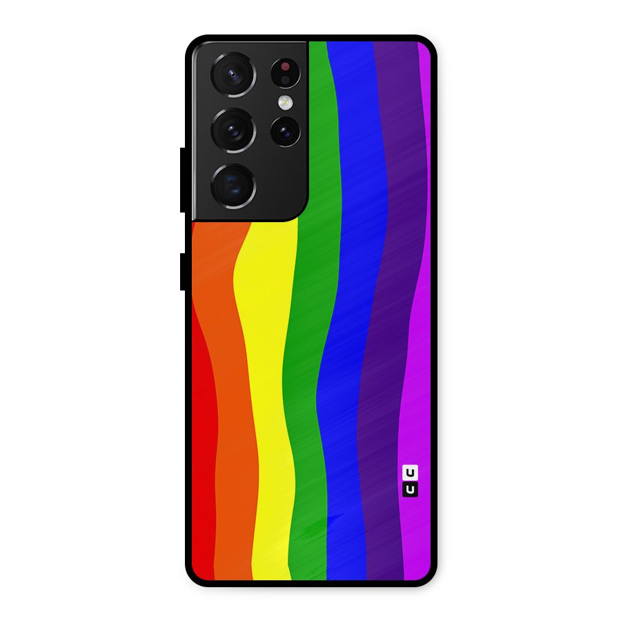 Rainbow Curves Metal Back Case for Galaxy S21 Ultra 5G