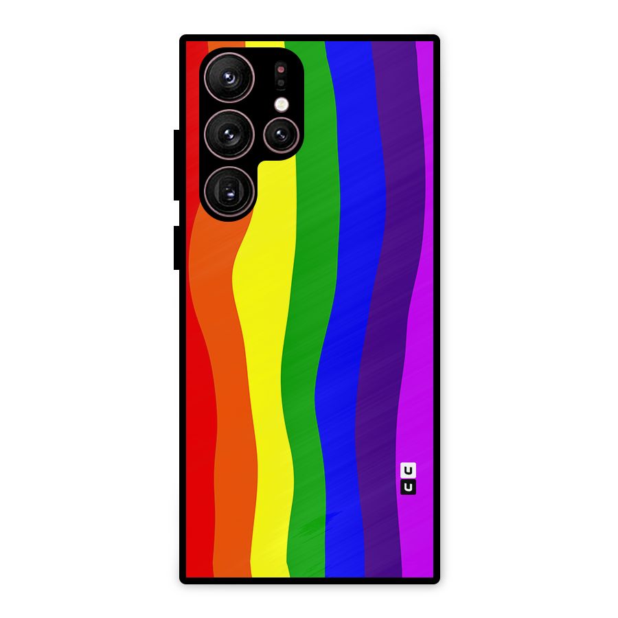 Rainbow Curves Metal Back Case for Galaxy S22 Ultra 5G