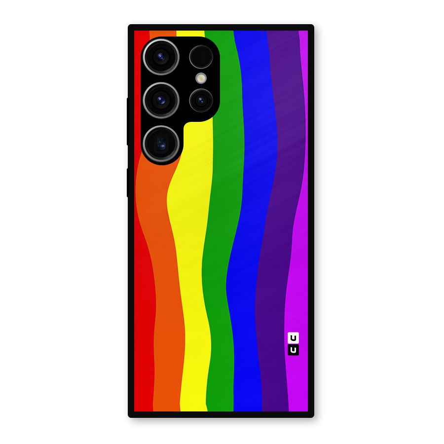 Rainbow Curves Metal Back Case for Galaxy S23 Ultra