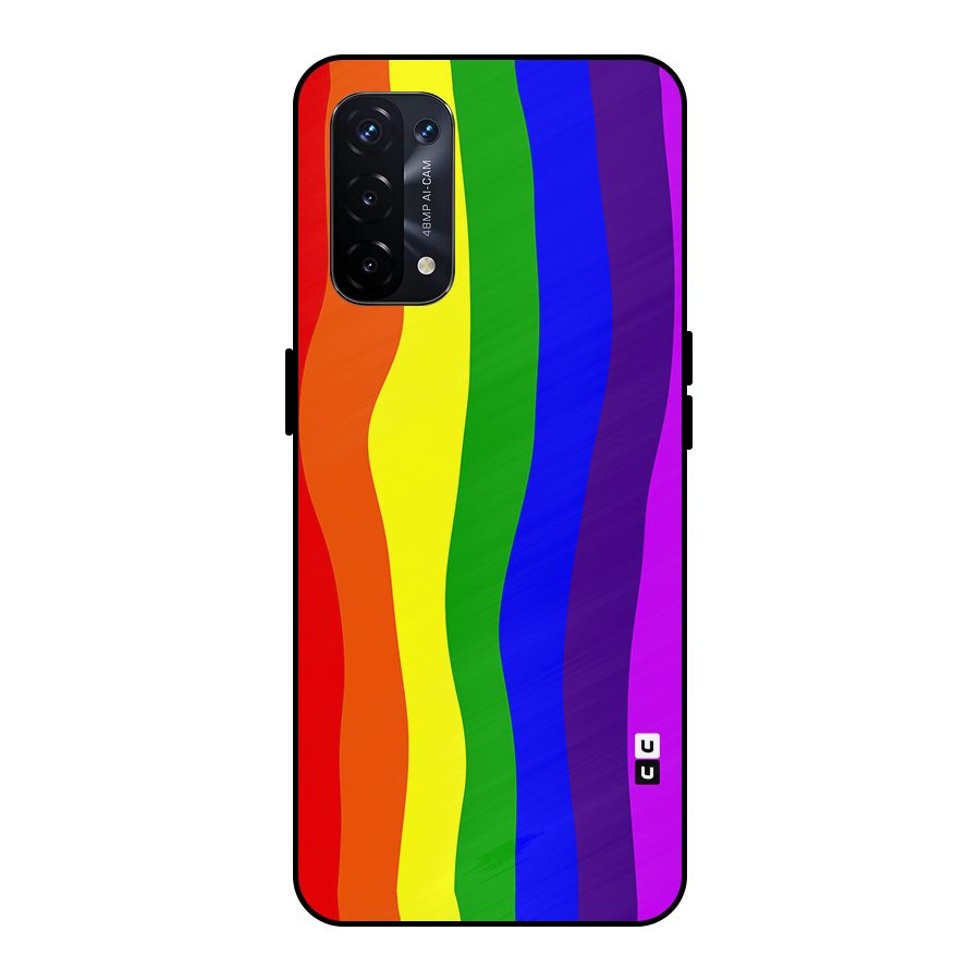 Rainbow Curves Metal Back Case for Oppo A74 5G