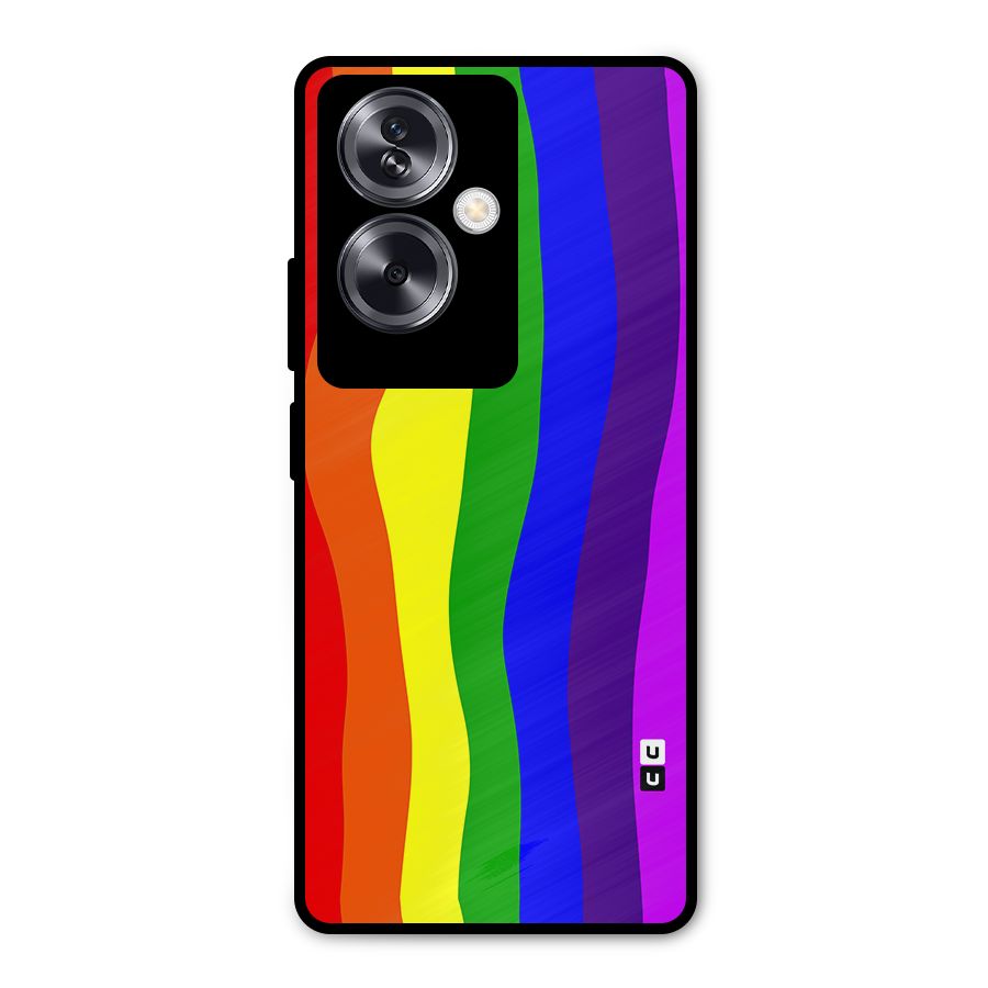 Rainbow Curves Metal Back Case for Oppo A79 5G