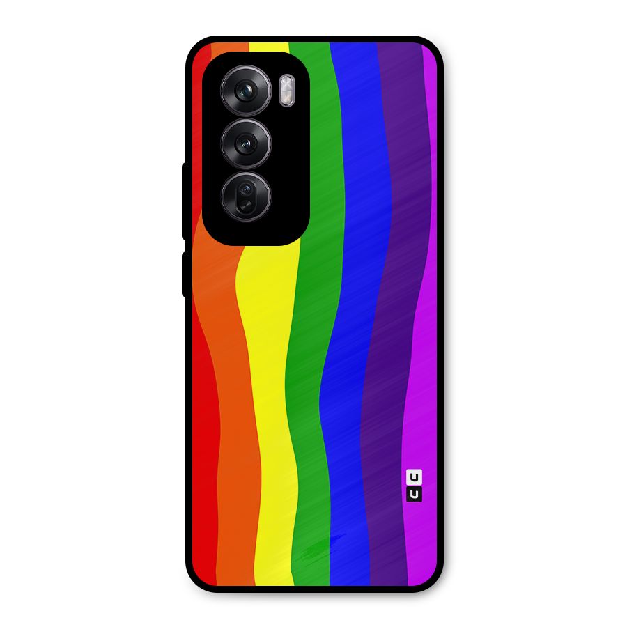 Rainbow Curves Metal Back Case for Oppo Reno12 Pro
