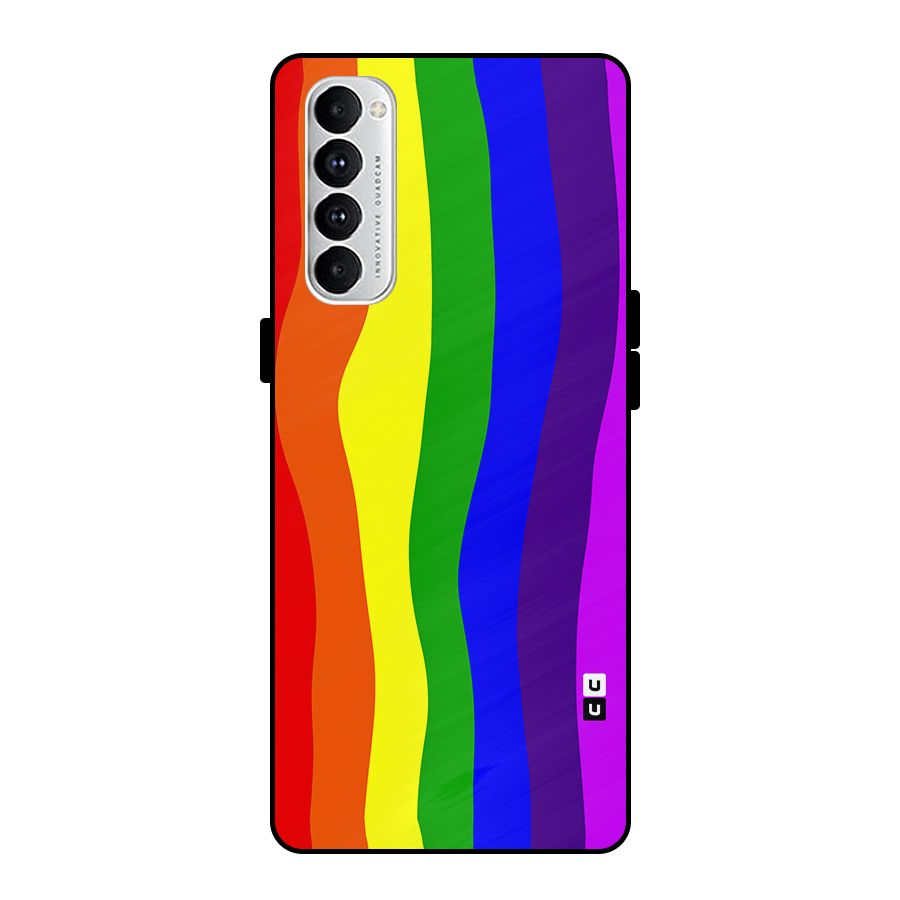 Rainbow Curves Metal Back Case for Oppo Reno4 Pro