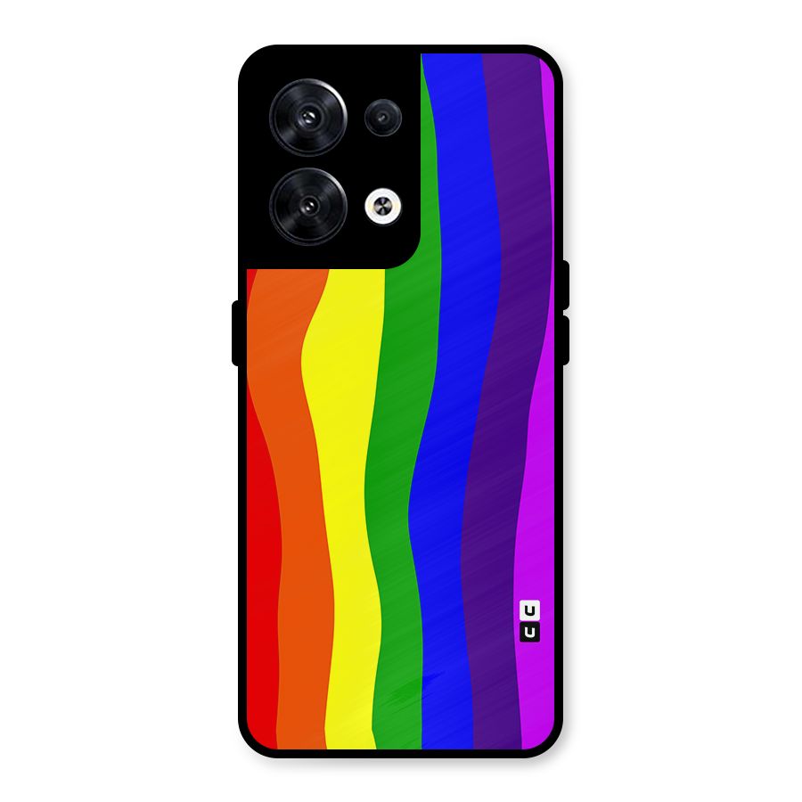Rainbow Curves Metal Back Case for Oppo Reno8 5G