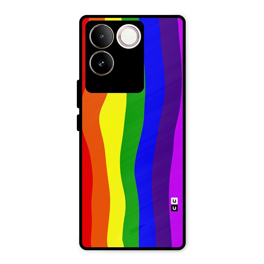 Rainbow Curves Metal Back Case for Vivo T2 Pro