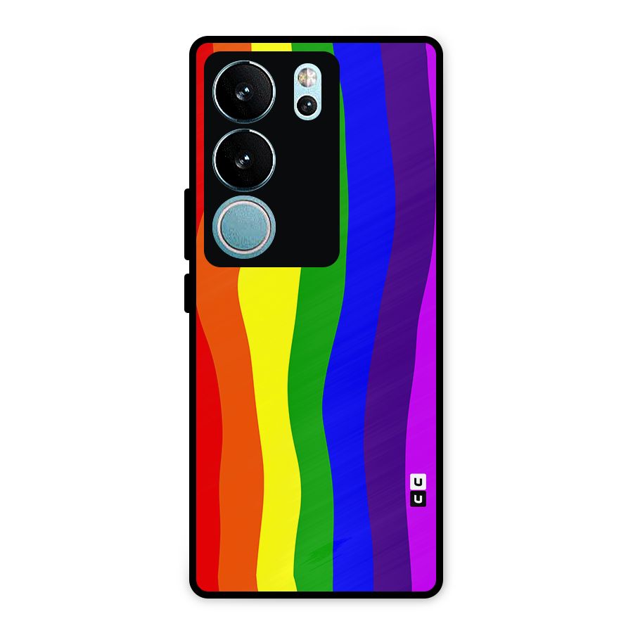 Rainbow Curves Metal Back Case for Vivo V29 Pro