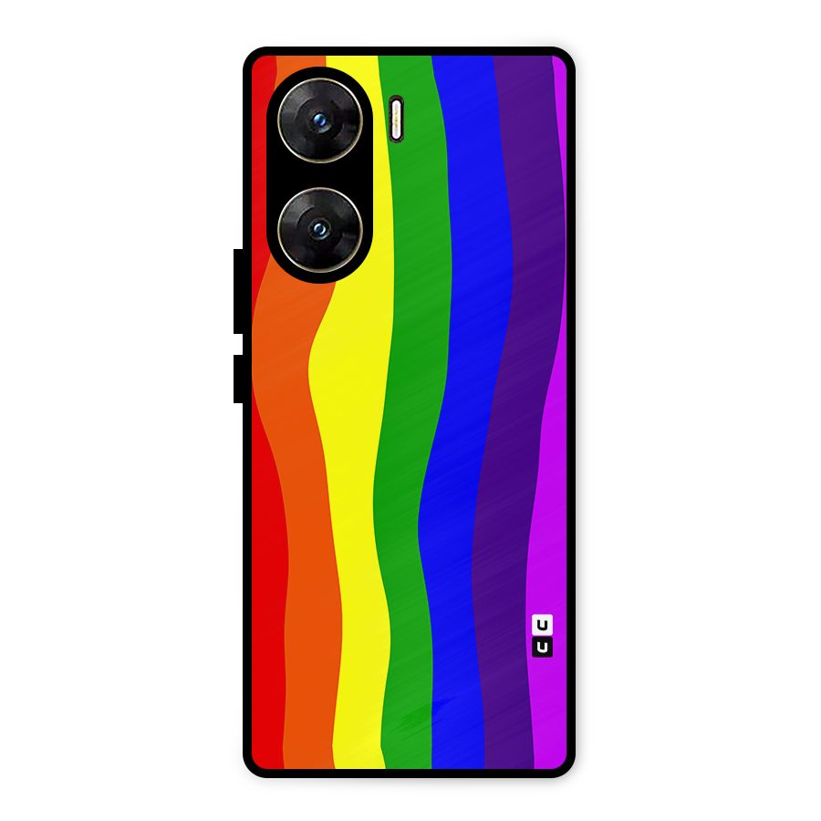 Rainbow Curves Metal Back Case for Vivo V29e
