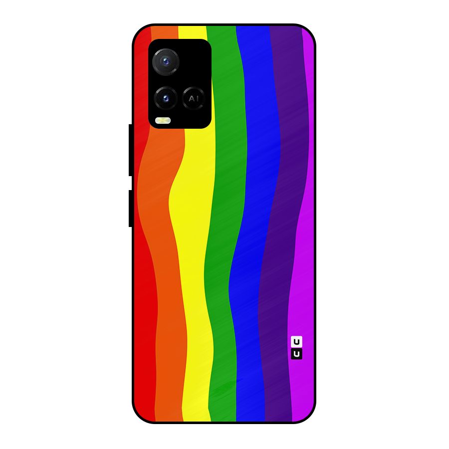 Rainbow Curves Metal Back Case for Vivo Y21A
