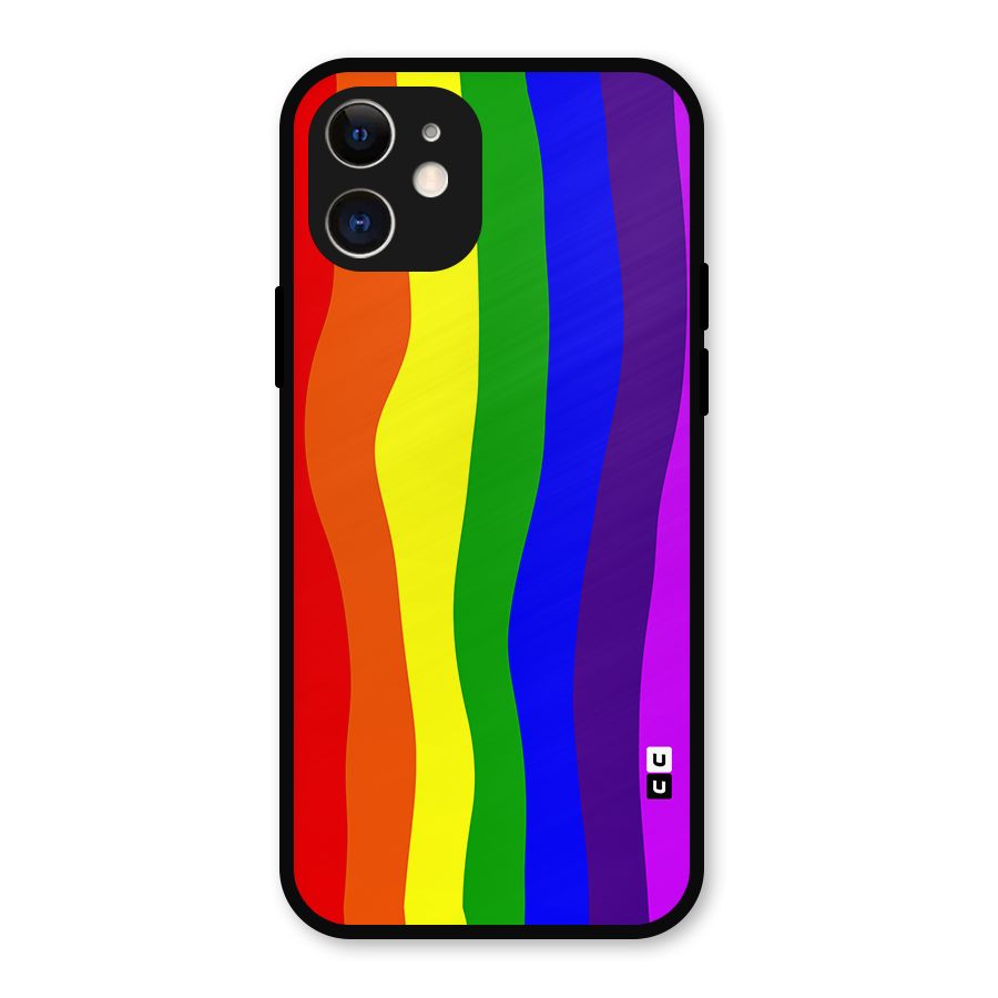 Rainbow Curves Metal Back Case for iPhone 12