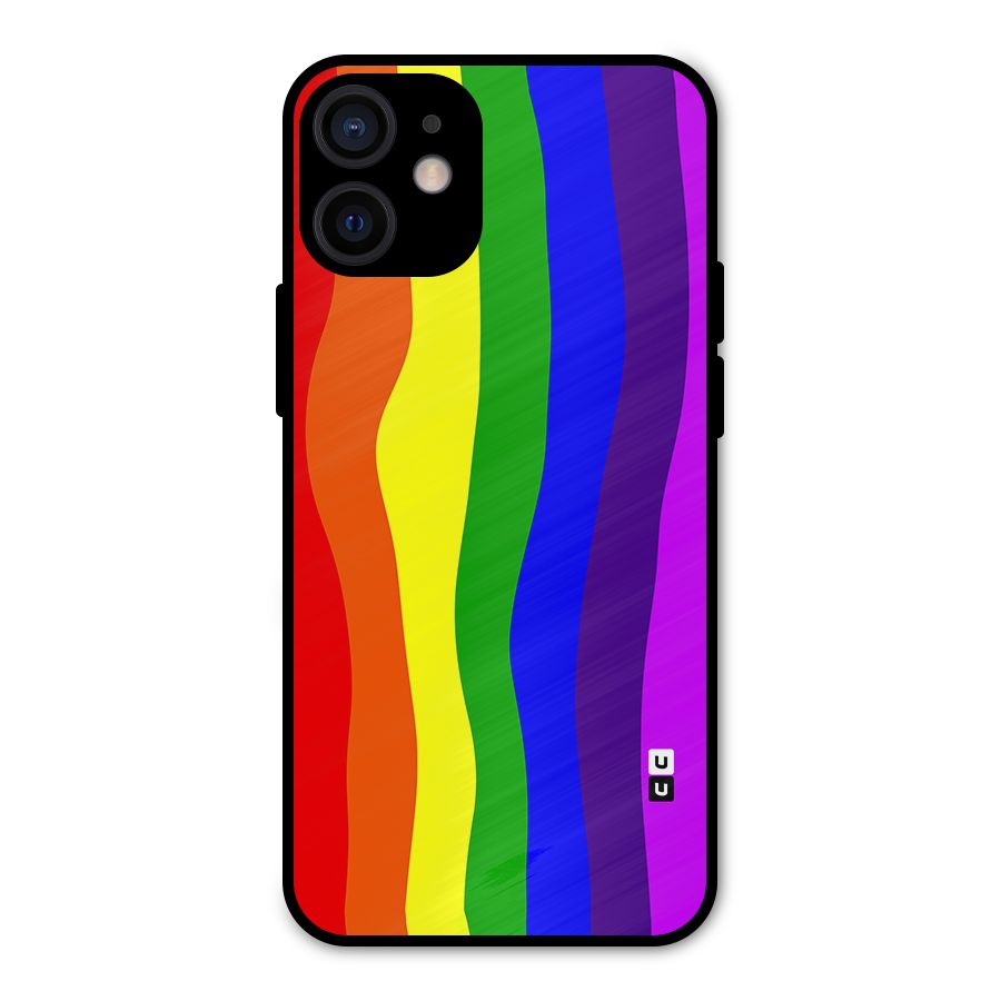 Rainbow Curves Metal Back Case for iPhone 12 Mini