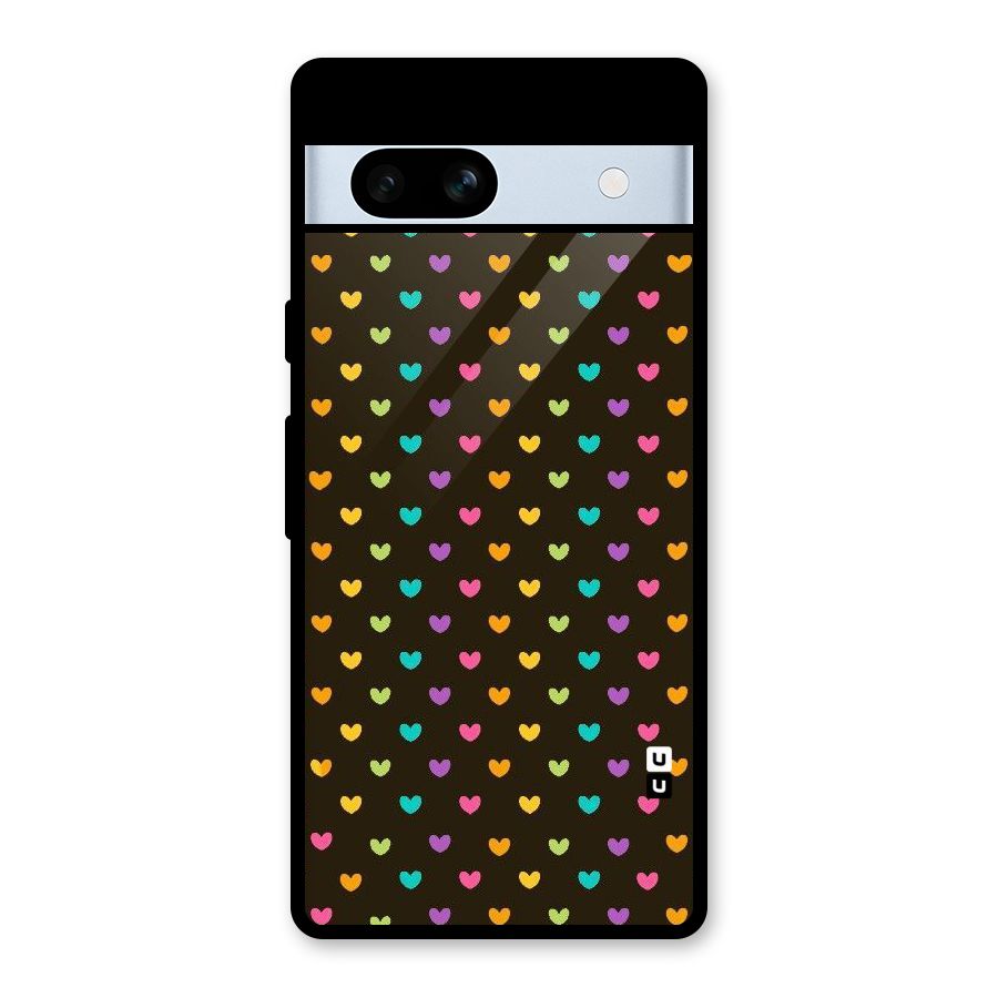 Rainbow Hearts Glass Back Case for Google Pixel 7a