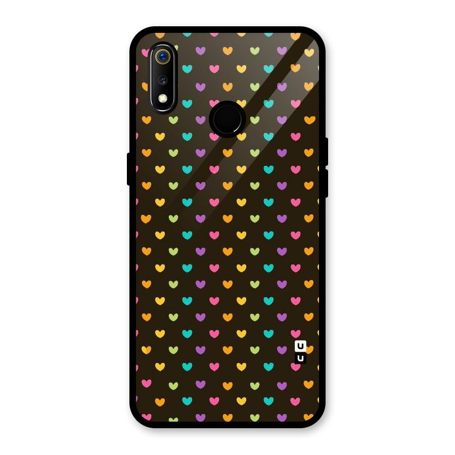Rainbow Hearts Glass Back Case for Realme 3i