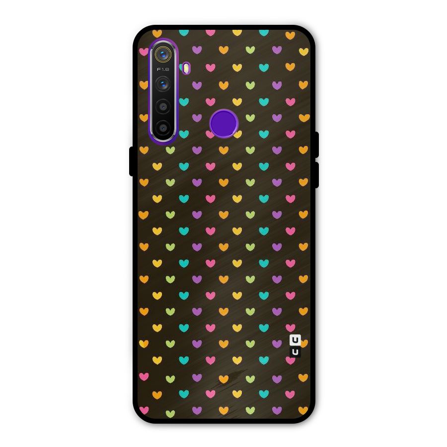 Rainbow Hearts Glass Back Case for Realme 5s