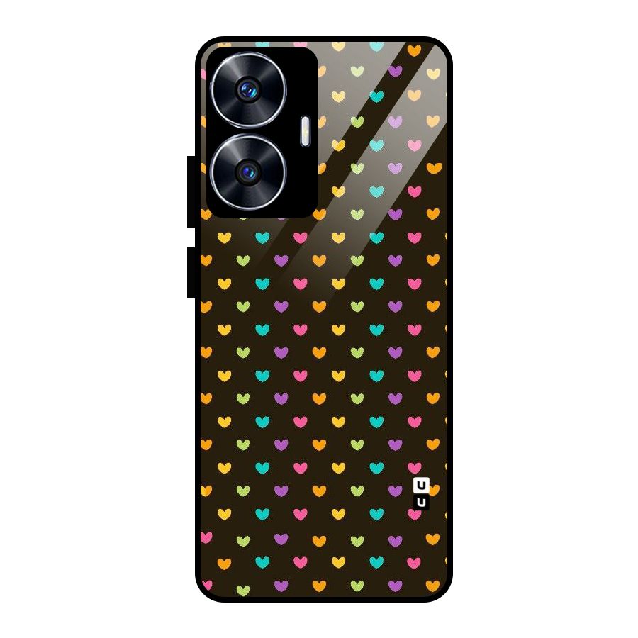 Rainbow Hearts Glass Back Case for Realme Narzo N55