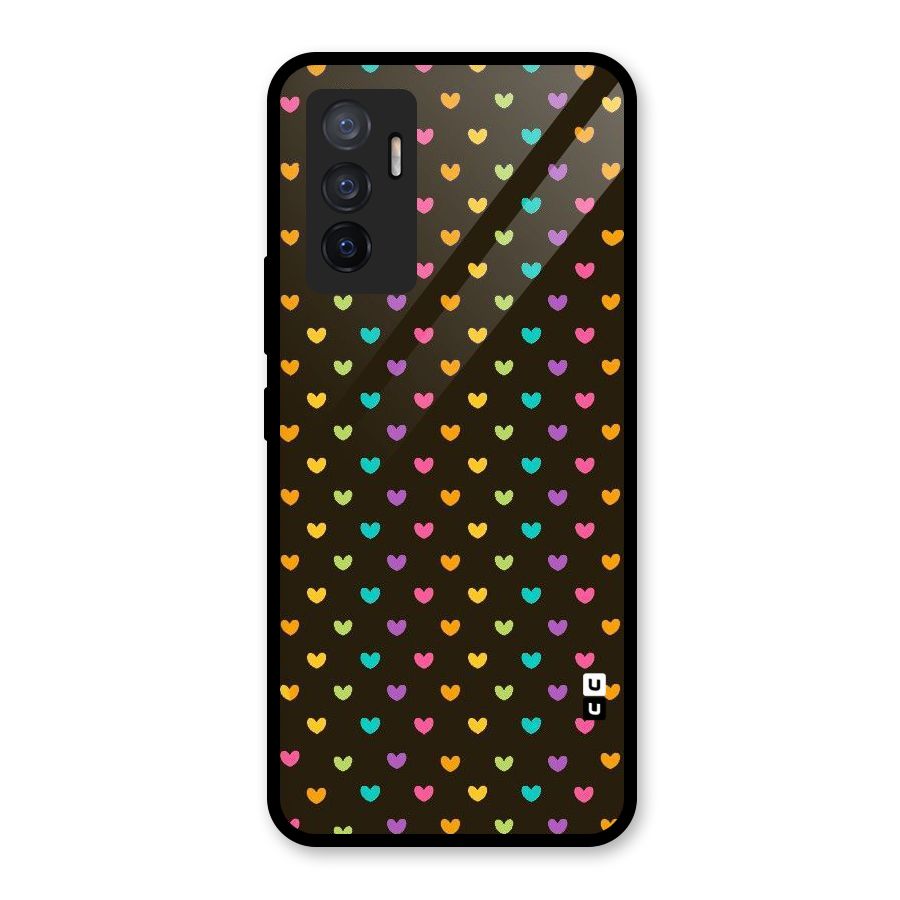 Rainbow Hearts Glass Back Case for Vivo V23e