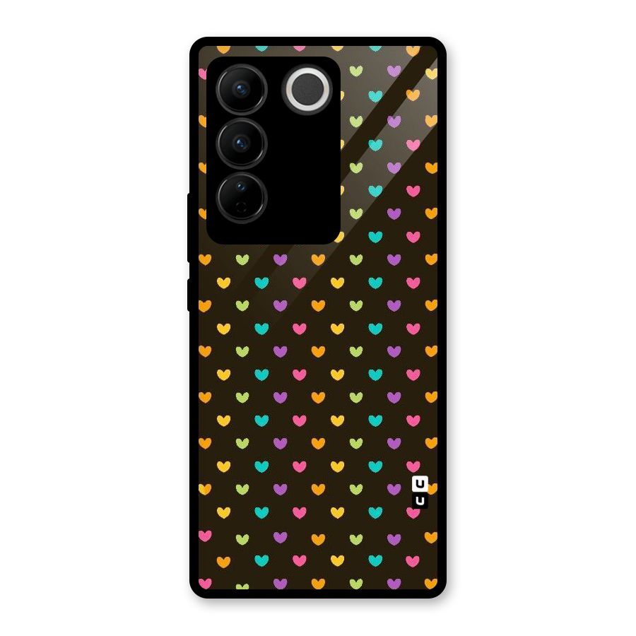 Rainbow Hearts Glass Back Case for Vivo V27 Pro