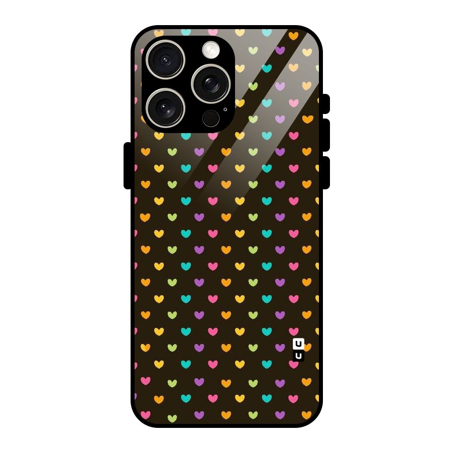 Rainbow Hearts Glass Back Case for iPhone 15 Pro Max