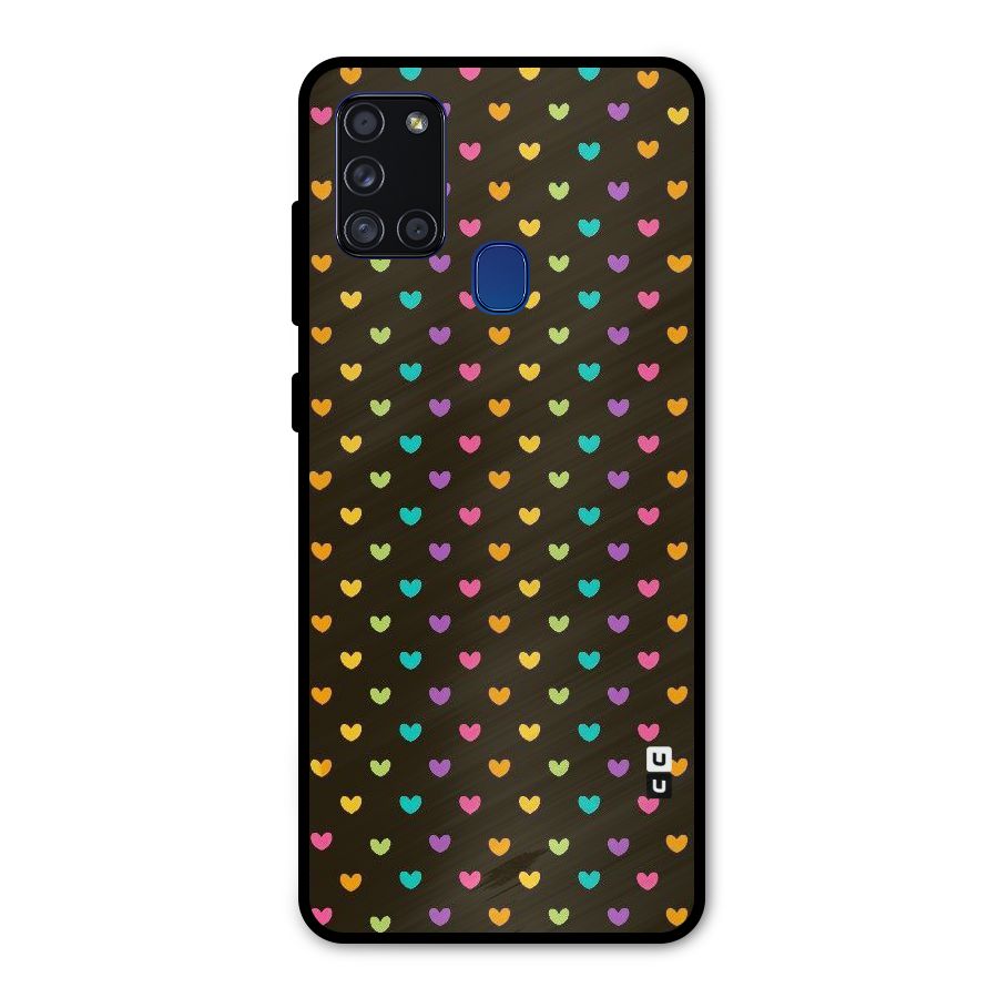 Rainbow Hearts Metal Back Case for Galaxy A21s