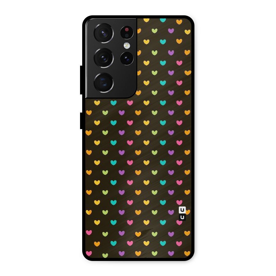 Rainbow Hearts Metal Back Case for Galaxy S21 Ultra 5G