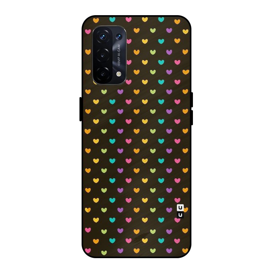Rainbow Hearts Metal Back Case for Oppo A74 5G