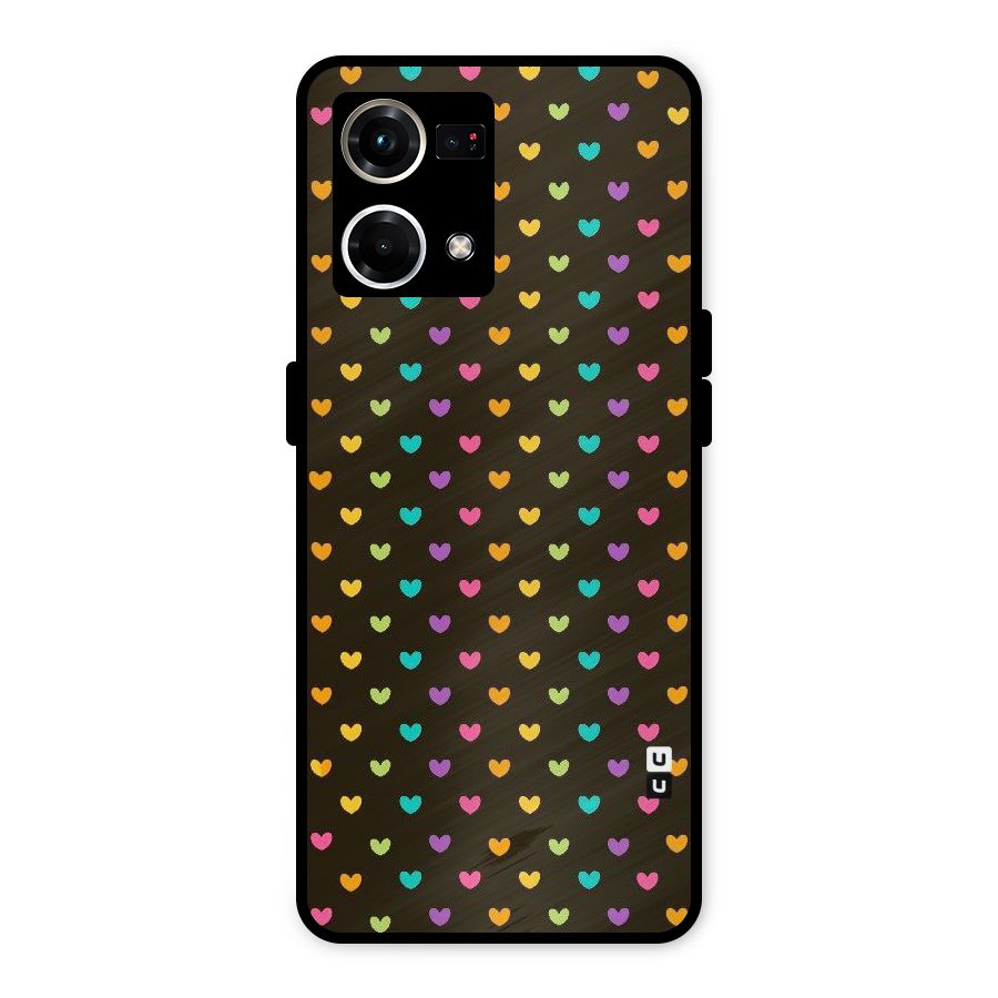 Rainbow Hearts Metal Back Case for Oppo F21 Pro 4G