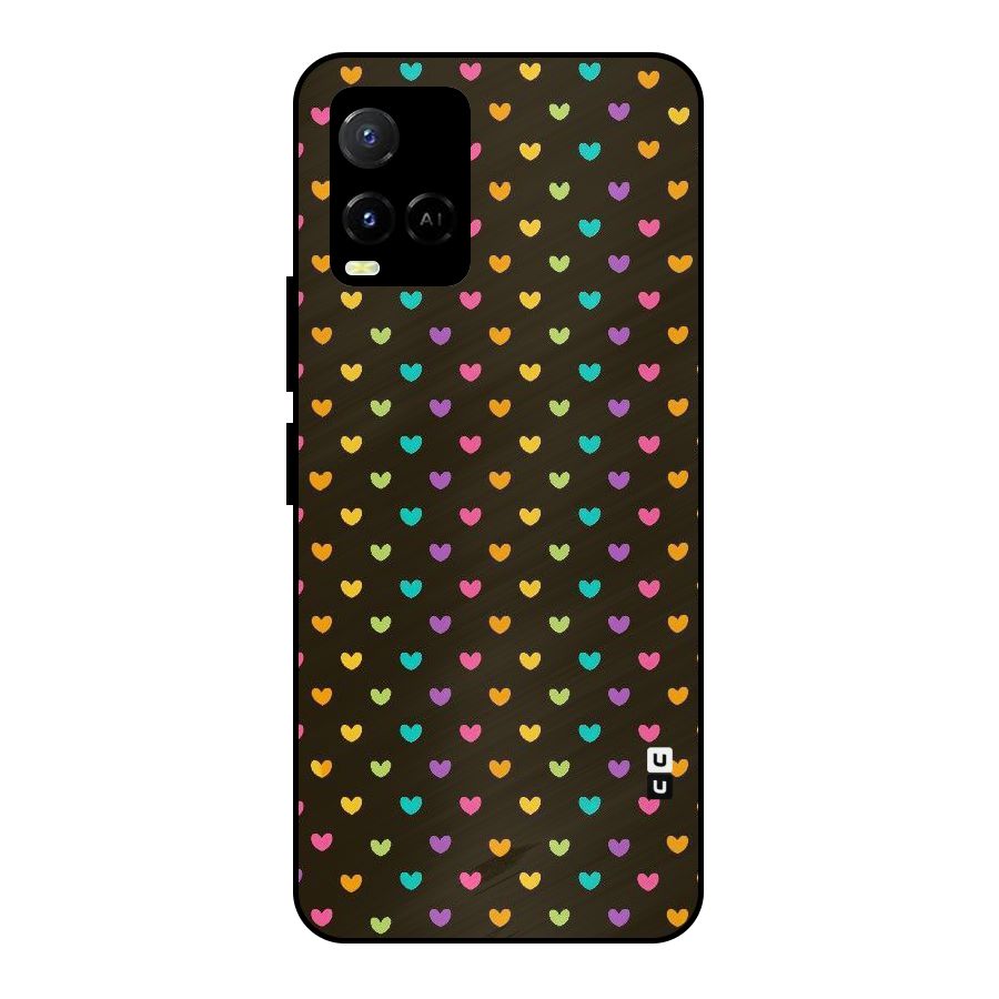 Rainbow Hearts Metal Back Case for Vivo Y21A