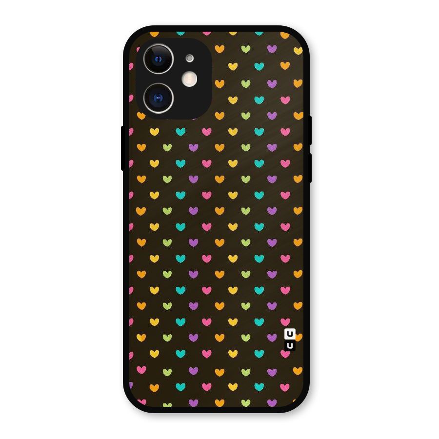 Rainbow Hearts Metal Back Case for iPhone 12