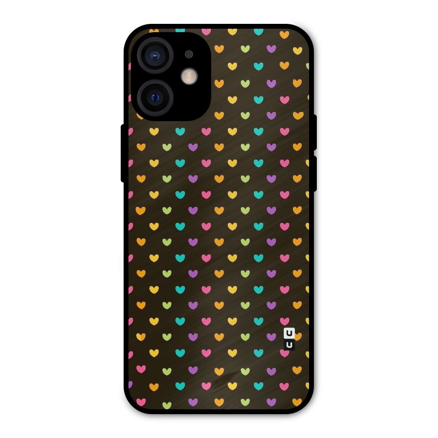 Rainbow Hearts Metal Back Case for iPhone 12 Mini