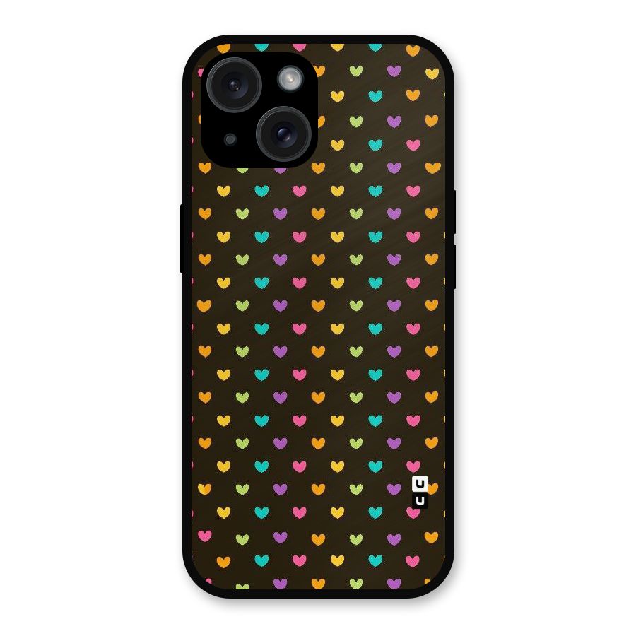 Rainbow Hearts Metal Back Case for iPhone 15