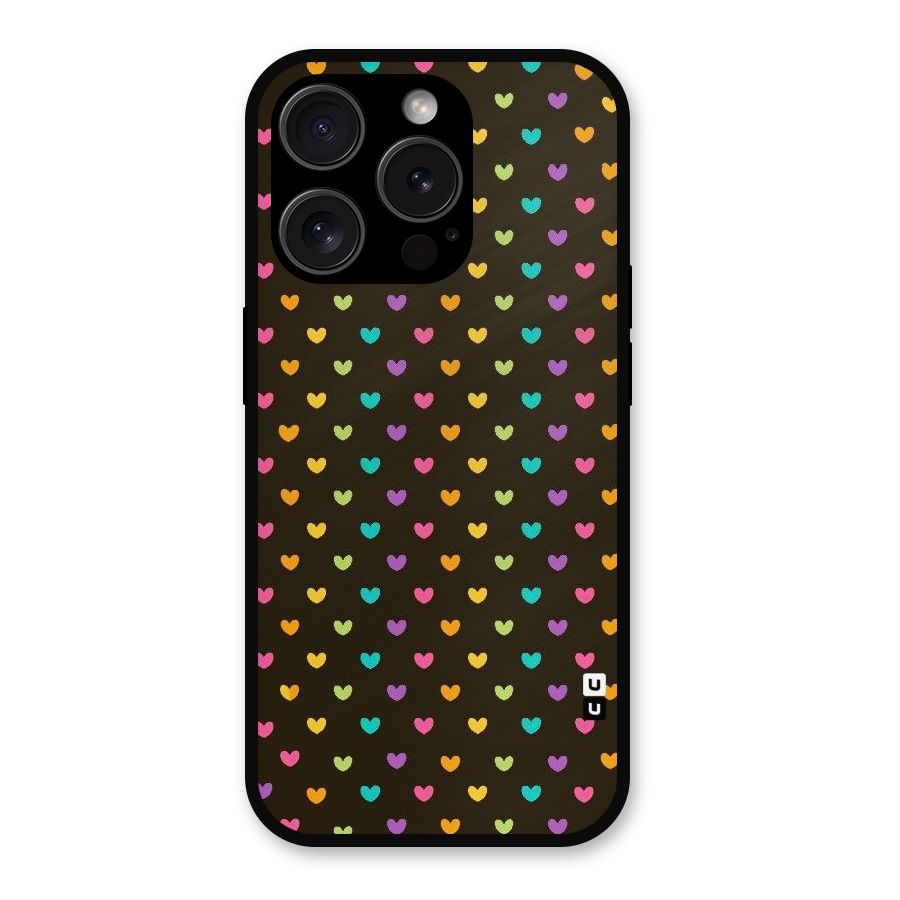 Rainbow Hearts Metal Back Case for iPhone 15 Pro