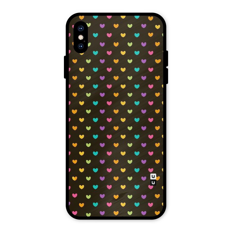 Rainbow Hearts Metal Back Case for iPhone XS Max