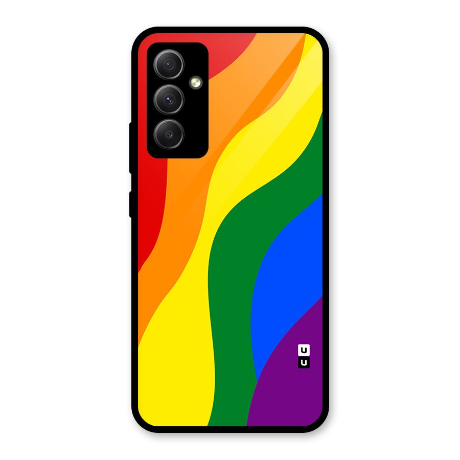 Rainbow Slant Curves Glass Back Case for Galaxy A34