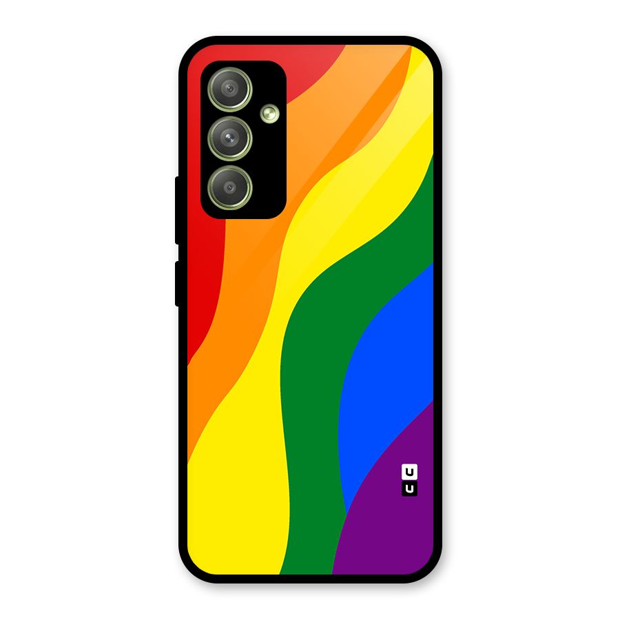 Rainbow Slant Curves Glass Back Case for Galaxy A54