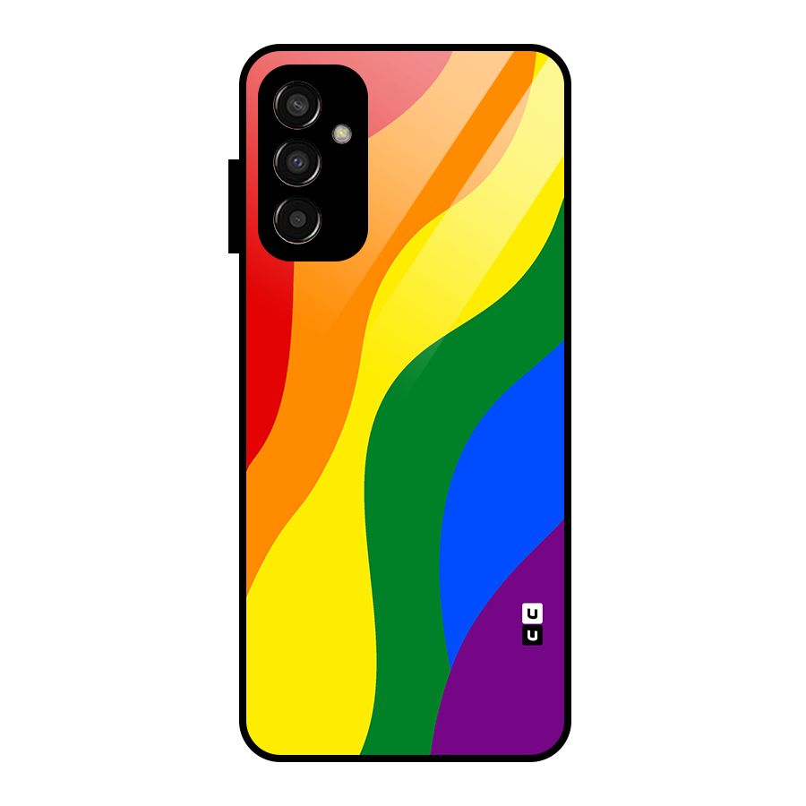 Rainbow Slant Curves Glass Back Case for Galaxy F13